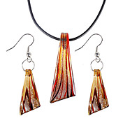 Rationaliser motif coloré de lustre d'or Vaidurya collier et boucles d'oreilles