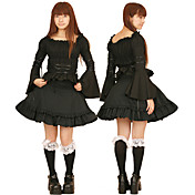 Long Sleeve Knee-length Black Cotton Classic Lolita Outfit