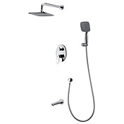 Contemporary Chrome Finish Single Handle Wall Mount Widespread Shower Faucet With Three Functions Shower Head