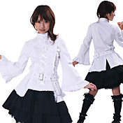 Flare Sleeve Knee-length White and Black Cotton Casual Lolita Outfit