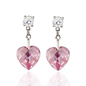 Charming Alloy Heart Design Crystal Stud Earrings