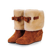 Women's Suede Rubber Anti-Slip Waterproof Mid-Calf Flat Snow Boots Assorted Colors