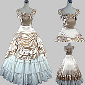 Sleeveless Floor-length Beige Satin Cotton Princess Lolita Dress