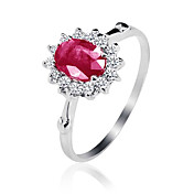 Charme Argento 925 Natural Rubino Ring (0.9carat) (5 * 7mm)