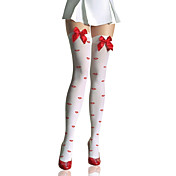 Spandex bianco e Nylon Sweet Lolita Over-ginocchio Calze con Fiocco