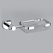 Contemporary Solid Brass Wall Mount Silver Soap Holders-Chrome Finish