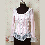 Met lange mouwen roze Cotton Country Lolita Blouse met Lint