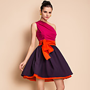 ts contrasterende kleur een schouder swing jurk