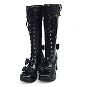 artesanal preto de couro do plutônio 7,5 centímetros de salto alto doce lolita botas