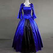Long Sleeve Floor-length Blue Satin Aristocrat Lolita Dress