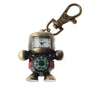 Unisex Robot Ontwerp Lichtmetalen Analoog Quartz sleutelhanger horloge met kompas (Brons)