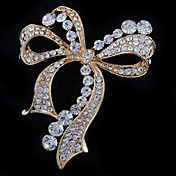 Crystal Inlaid Bow Shape Alloy Brooch