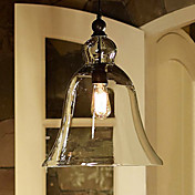 40W E27 Pendent Light with Bell Desgined Glass Shade