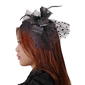 Polka Dot Lace And Feather Gothic Lolita Headwear