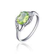 925 Sterling Silver Natural Peridot Ring(1.4carat)(6*8mm)