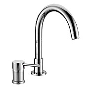 Contemporary Chrome Finish Single Handle Widespread Bathroom Sink Faucet