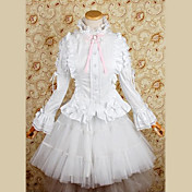 Met lange mouwen Knie-Lengte Wit Katoenen Princess Lolita Blouse