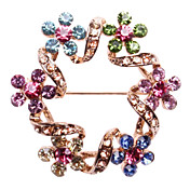 Spiral Coil And Colorful Flowers Crystal Alloy Brooch