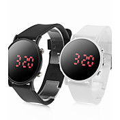 Paar Sport-Stil rote LED Gelee Armbanduhren - black & white