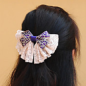Handmade White and Purple Satin and Lace 12cm Bow Sweet Lolita Headdress