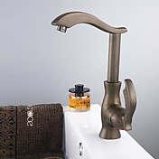 Antique Brass Finish Single Handle Centerset Bathroom Sink Faucet(Tall)
