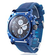 Hombres de silicona reloj de pulsera de cuarzo analógico (Azul)