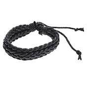 Single Color Cross Weave Cow Leather Cord Bracelet