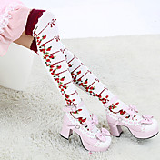 White Strawberry and Bow Pattern 40cm Sweet Lolita Stockings