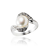 Elegante Sterling Silber Süßwasser-Perle Ring (8 * 8mm)