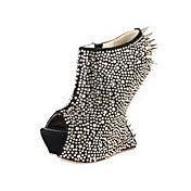Botas de ante de tobillo con zapatos de diamante de imitación / Remache Fiesta / noche