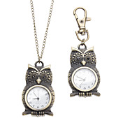 Unisex Owl Style Alloy Analog Quartz Keychain Necklace Watch (Bronze)