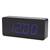 Black Wooden Design Blue Light Desktop Alarm Clock Calendar Thermometer (AC100-240V/4xAA)