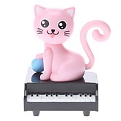 Zonne-energie Cat Piano hoofd schudden Desktop Toy (willekeurige kleur)