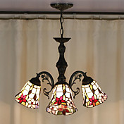 60W lámpara Tiffany Antique Style con 3 luces