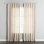 (Deux panneaux) rayure jacquard rideaux éco-lin / coton beige