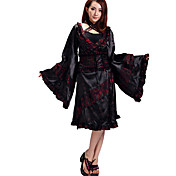 Long-Sleeves Black And Red Ruffles Satin Wa Lolita Kimono(4 Pieces)