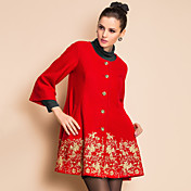 TS VINTAGE Gold Embroidery Wool Blend Dolly Coat