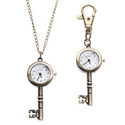 Unisex sleutel stijl legering analoge quartz sleutelhanger ketting horloge (Brons)