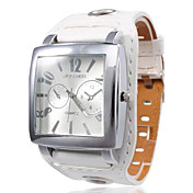 Unisex PU analógico de cuarzo reloj de pulsera (Blanco)