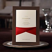 Simple Side-fold Wedding Invitation With Ribbon Sash - Set of 50 (More Colors)