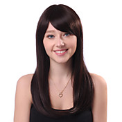 Capless Long Brown glattes 100% Echthaar Perücken