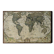 Gedruckt Art Vintage Linen World Map 1212-0149