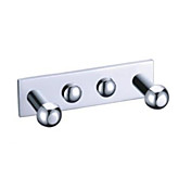 Contemporary Chrome Finish Solid Brass Wall Mount Row Robe Hook