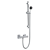 Chrome Finish Wall Mount Moderne Termostatisk Sliding Dusj Blandebatteri med 8 Inch dusjhode og hånddusj