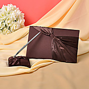 Hochzeit Gästebuch und Pen-Set in Satin-Schokolade