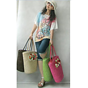 Women's Multi-color Balls Woven Tote