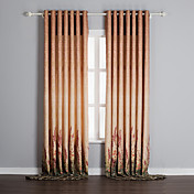 (Two Panels) Champagne Flowers Energy Saving Curtains