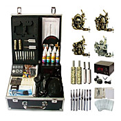 4 Guns Komplett empaistic Tattoo Machine Sett med LCD Power Supply