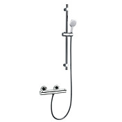 Chrome Finish Moderne Wall Mount Termostatisk Sliding Dusj Blandebatteri med 8 Inch dusjhode og hånddusj