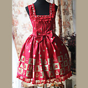 Alice in Wonderland Red Sleeveless Knee-length Red and Golden Cotton Terylene Gothic Lolita Dress